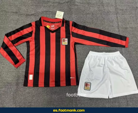 Camiseta Retro AC Milan 2024 para Niños - 125 Aniversario, Manga Larga - Edición Especial