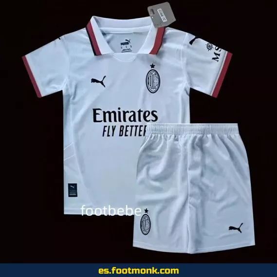 Camiseta AC Milan Infantil 2024-2025 Visitante Blanca – Camisetas de Fútbol para Niños
