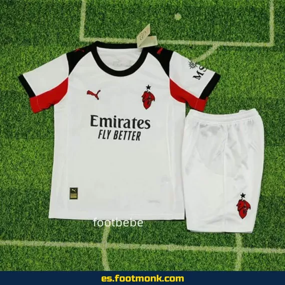 Camiseta AC Milan Infantil 2025-2026 Blanca – Oficial, Nueva Temporada