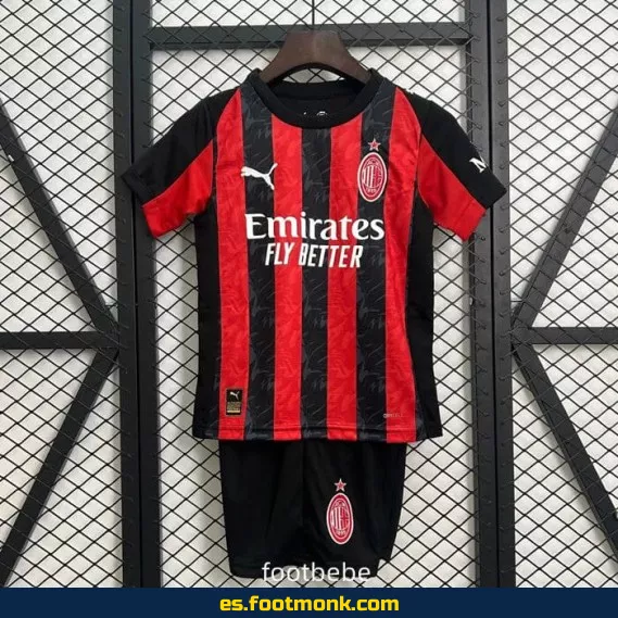 Camiseta AC Milan Infantil 2025-2026 Local – Oficial, Personalizada y de Alta Calidad