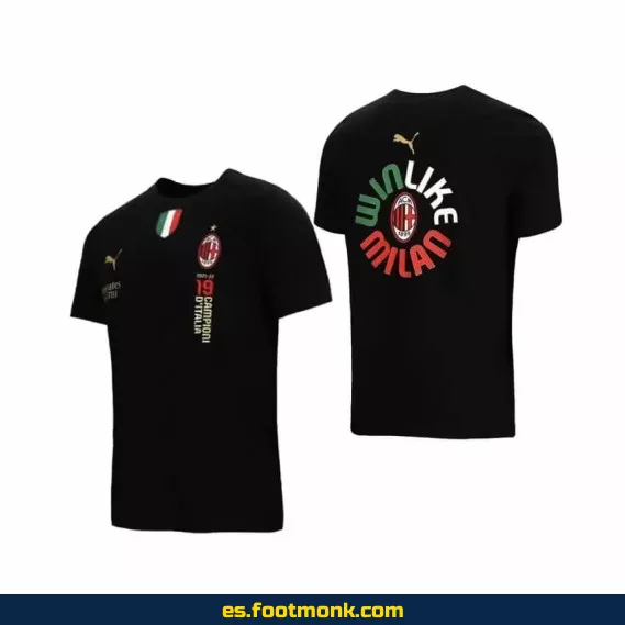 Camiseta AC Milan Win Like 19 Champions Negro - Edición Especial - Réplica Oficial
