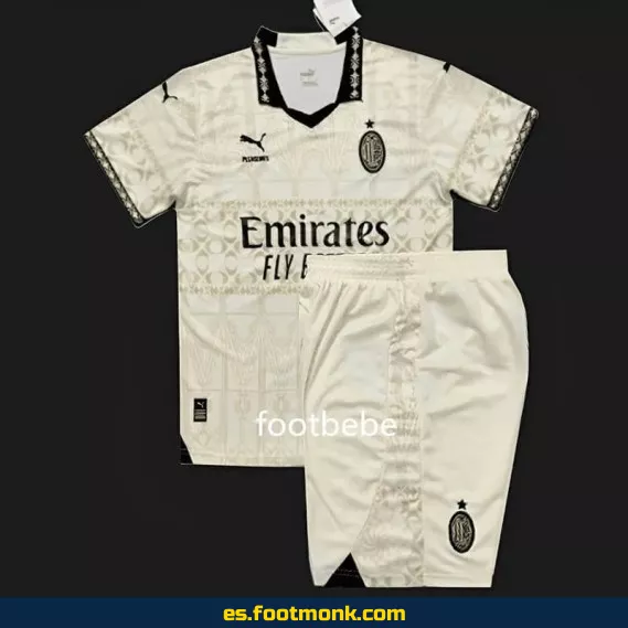 Camiseta AC Milan Infantil x PLEASURES 2023-2024 Cuarta Equipación Blanca – Edición Especial
