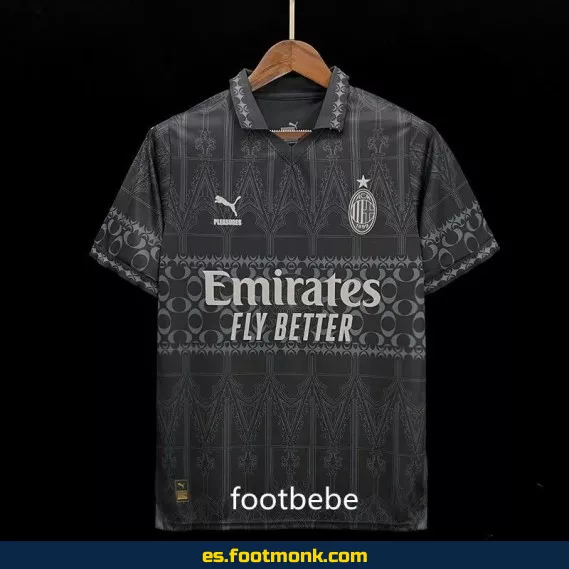 Camiseta AC Milan x PLEASURES 2023-2024 Cuarta Equipación Negra – Edición Especial