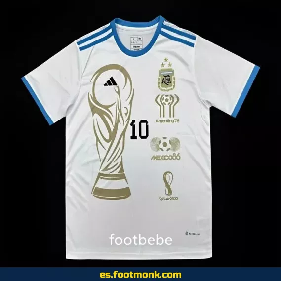 Camiseta Argentina 3 Estrellas 2024 Blanca con Número 10 – Edición Oficial