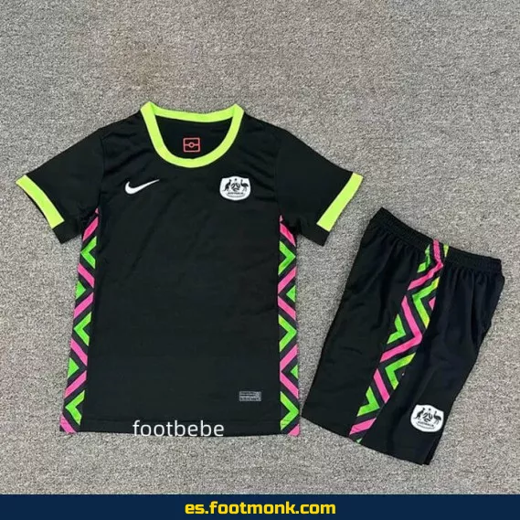 Camiseta Australia Niños 2025-2026 Exterior Negra – Edición Oficial