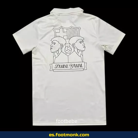 Camiseta Oficial FC Barcelona Lamine Yamal 2024-2025 Polo Blanca – Edición Especial, Personalizada y de Alta Calidad