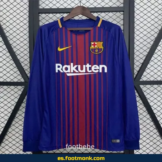 Camiseta FC Barcelona Vintage 2017-2018 Local Manga Larga - Edición Retro - Fútbol Oficial