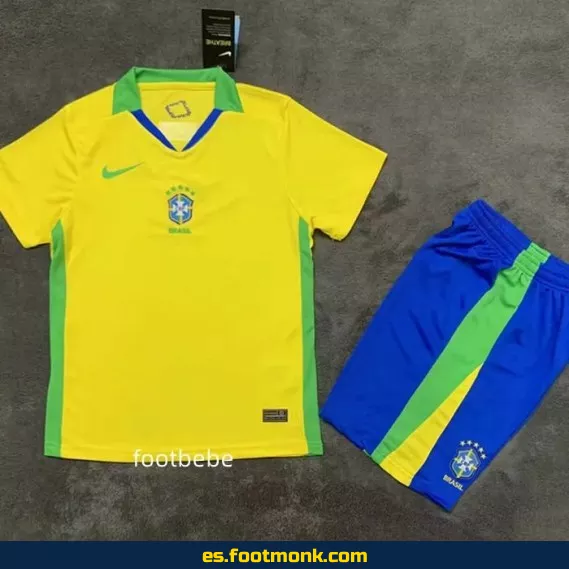 Camiseta de fútbol infantil Brasil 2025 amarilla