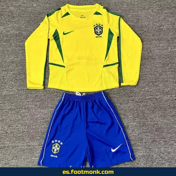 Camiseta Brasil Infantil Vintage 2002 Local Mangas Largas – Edición Retro