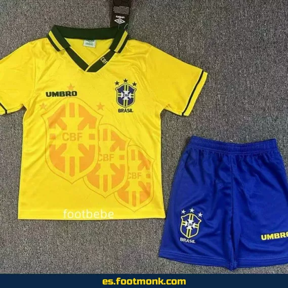 Camiseta Brasil Vintage Infantil 1994 - Domicilio - Réplica Oficial