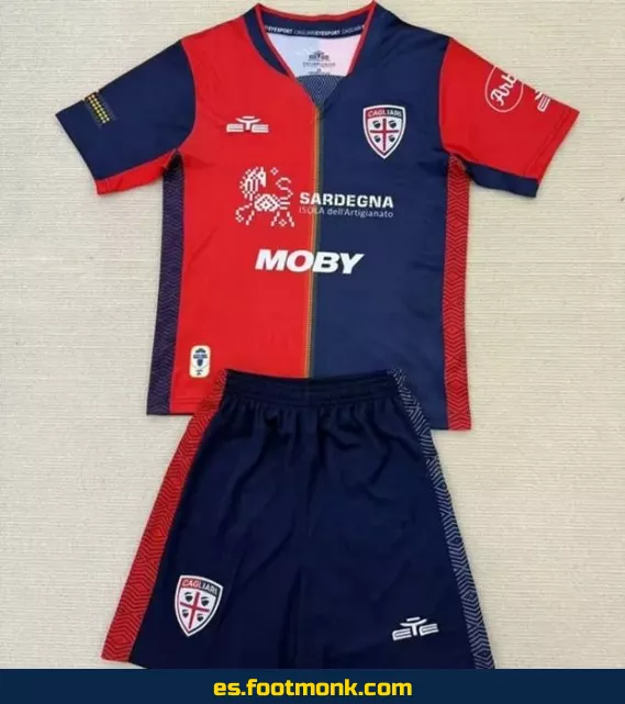 Camiseta Oficial Cagliari Calcio Infantil 2025-2026 - Local, Personalizable, Envío a Domicilio