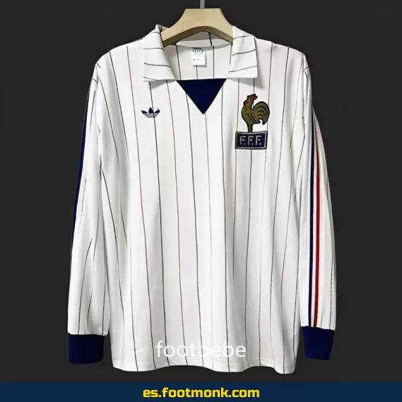 Camiseta Vintage Francia 1980-1982 Exterior Manga Larga - Edición Retro Selección Francesa