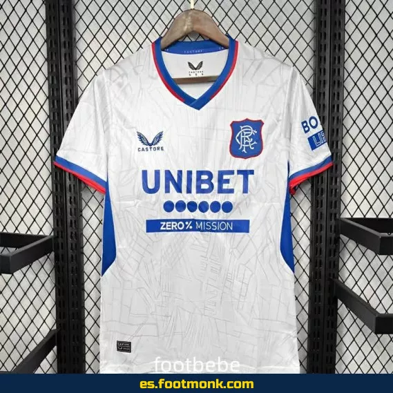 Camiseta Oficial Glasgow Rangers 2024-2025 Exterior Blanca – Nueva Temporada