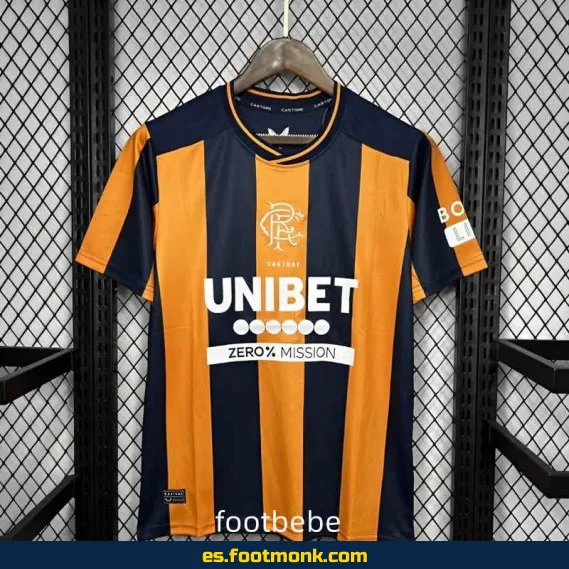 Camiseta Oficial Glasgow Rangers 2024-2025 Naranja y Negro – Edición Nueva Temporada