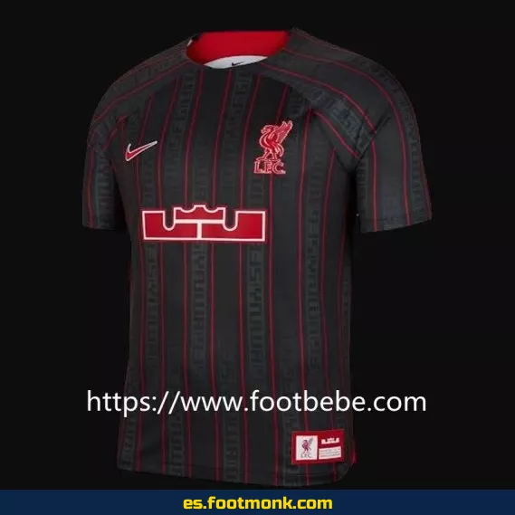 Camiseta de fútbol Liverpool 2023 X LeBron James negra - Edición especial