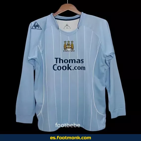 Camiseta Retro Manchester City 2007-2008 Local Manga Larga - Edición Clásica - Réplica Oficial