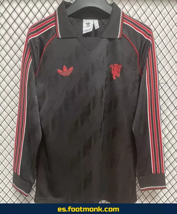 Camiseta de fútbol Manchester United 2025-2026, manga larga, negra, edición especial, replicas oficiales, camisetas de clubes de fútbol, camisetas personalizadas, camiseta de equipo de fútbol, camisetas de fútbol baratas, tienda de camisetas de fútbol online