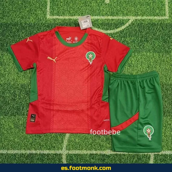 Camiseta de Fútbol Marruecos Niños 2024-2025 Local Roja – Edición Oficial