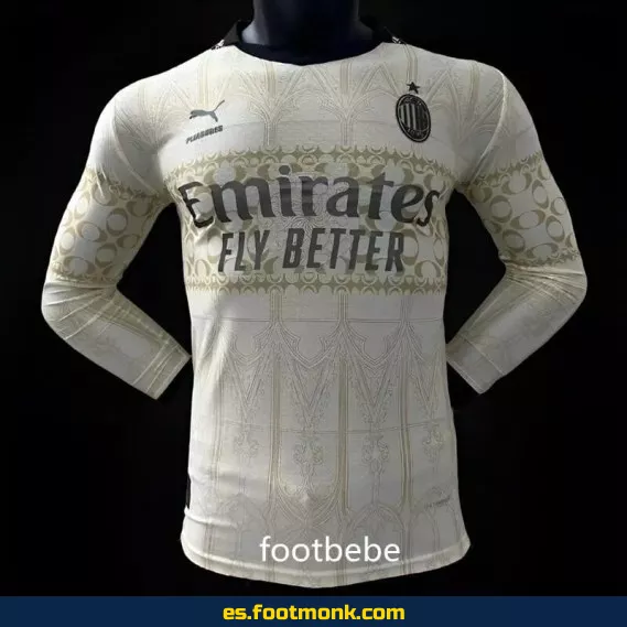 Camiseta Oficial AC Milan x PLEASURES 2023-2024 Cuarto Equipaje Manga Larga – Edición Especial