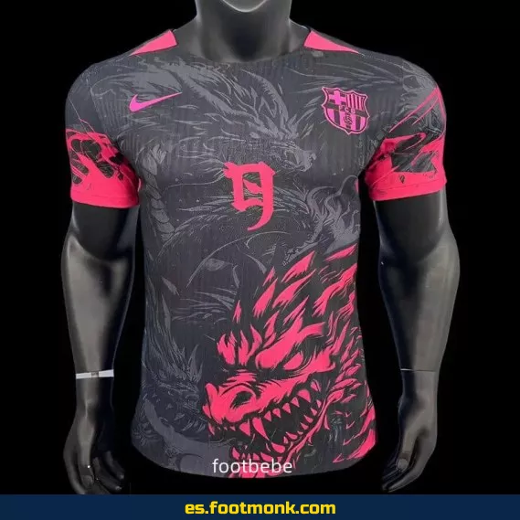 Camiseta Oficial FC Barcelona 2024-2025 Negra/Rosa Dragón – Edición Especial