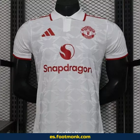 Camiseta Oficial Manchester United 2025-2026 Blanca con Cuello Polo – Edición Match