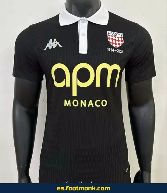 Camiseta Oficial AS Monaco 2024-2025 Edición Especial 100 Anos - Negra - Réplica de Fútbol