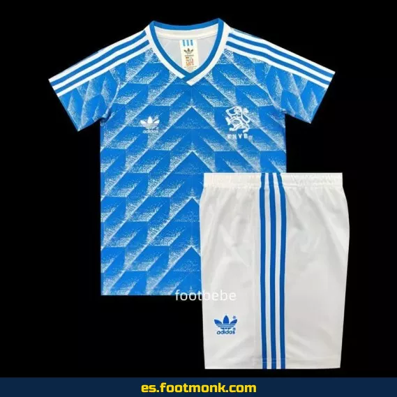 Camiseta retro de los Países Bajos para niño 1988 - Exterior azul - Edición clásica de fútbol