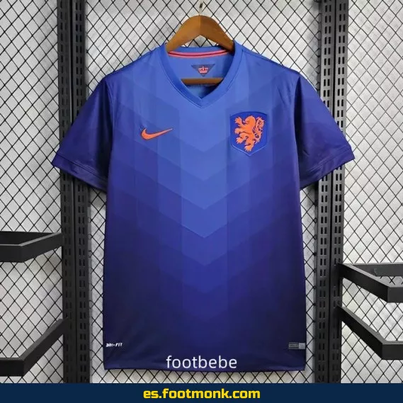 Camiseta Holanda Vintage 2014 Exterior Azul – Edición Retro