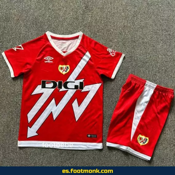 Camiseta Oficial Rayo Vallecano Niños 2024-2025 - Roja - Fútbol Infantil, Nueva Temporada