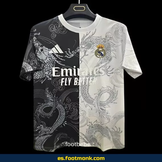 Camiseta Real Madrid 2025-2026 Edición Dragón Blanco y Negro – Oficial – Envío a Domicilio
