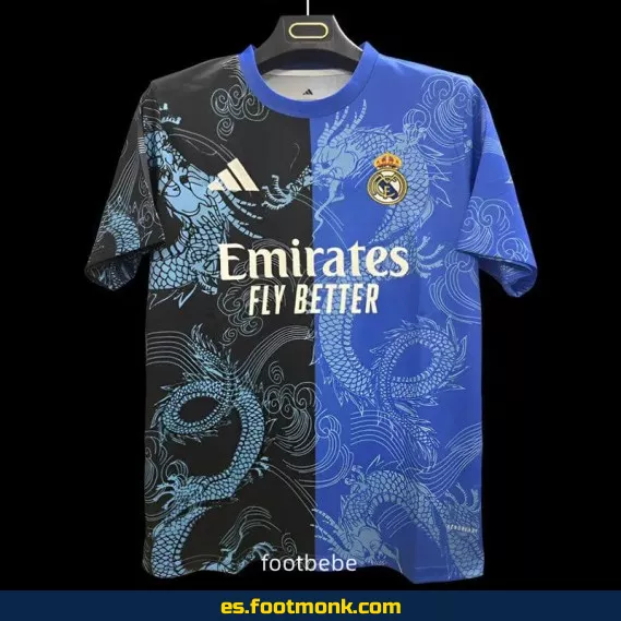 Camiseta Real Madrid 2025-2026 Dragon Azul Negro - Edición Especial - Envío a Domicilio
