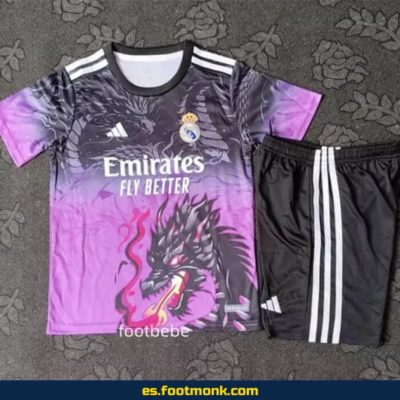 Camiseta Real Madrid Niños 2025-2026 Edición Dragón Violeta – Oficial, Personalizada y Exclusiva