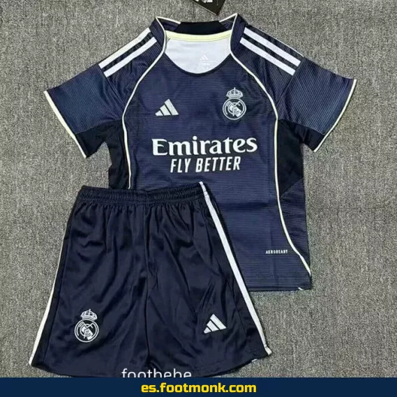 Camiseta Oficial Real Madrid Niños 2025-2026 - Segunda Equipación
