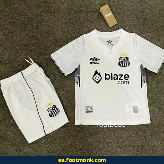 Camiseta Santos Niños 2025 Blanca con Patrocinio – Edición Oficial