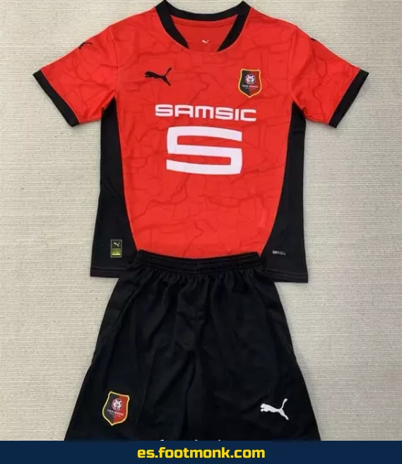 Camiseta Oficial Stade Rennais Niños 2024-2025 Local Roja – Comprar Camisetas de Fútbol Baratas