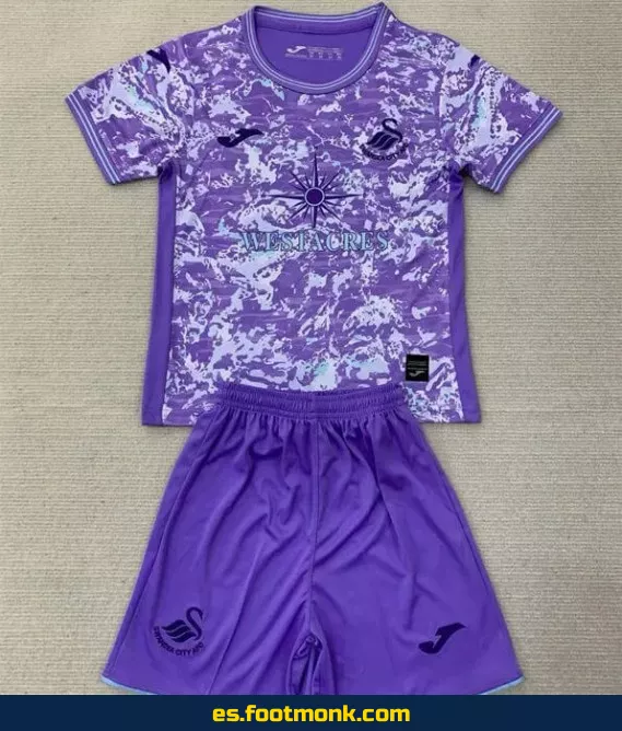 Camiseta Swansea City Niños 2024-2025 Tercera Equipación Violeta – Edición Oficial