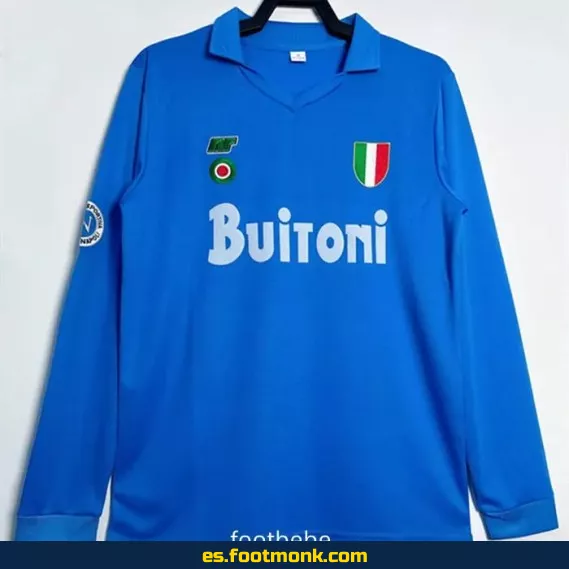 Camiseta Retro Napoli 1987-1988 Domicilio Manga Larga - Edición Vintage