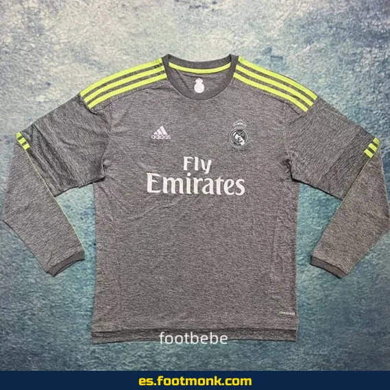 Camiseta Retro Real Madrid 2015-2016 Manga Larga Gris - Edición Clásica