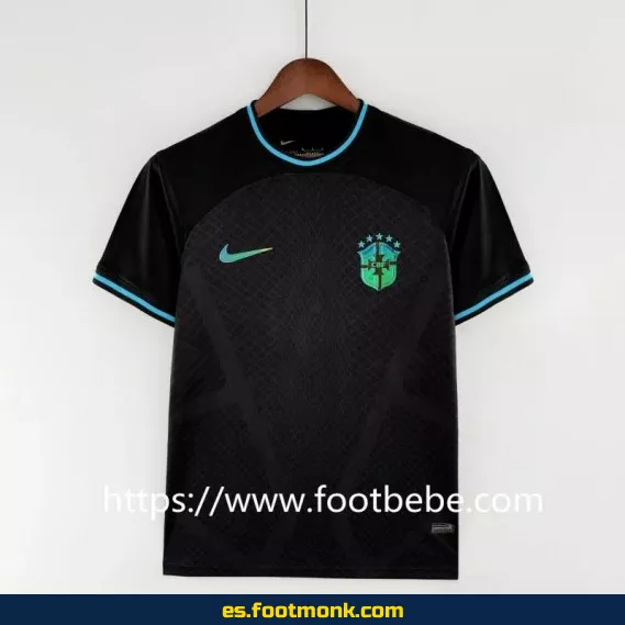 Camiseta Brasil Exterior Negro Mundial 2022 - Edición Oficial