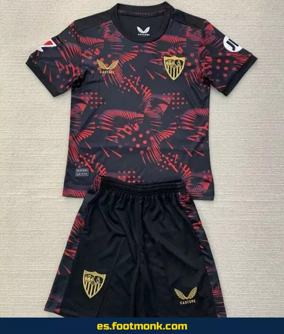 Camiseta de fútbol del Sevilla FC para niños 2024-2025 - Negra - Oficial