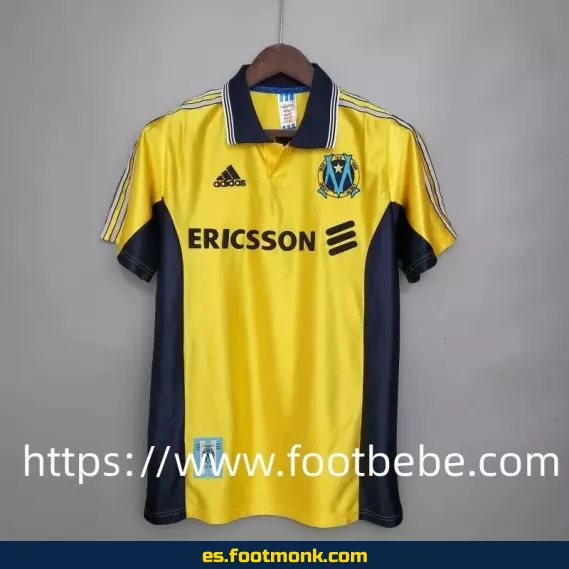 Camiseta retro del Olympique de Marseille 1998-1999 tercera equipación amarilla - Edición especial vintage
