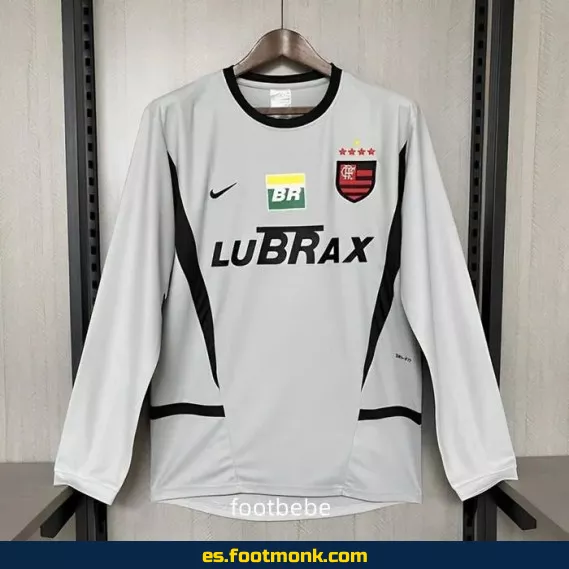 Camiseta Flamengo Vintage 2002-2003 Gris Manga Larga – Edición Retro – Réplica Oficial