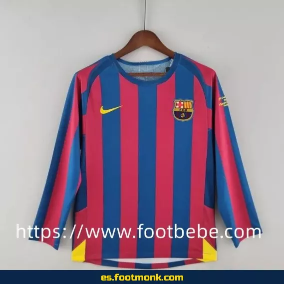 Camiseta retro del FC Barcelona 2005-2006 temporada, manga larga - Edición clásica