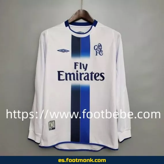 Camiseta de fútbol vintage Chelsea 2003-2005 de manga larga, versión exterior