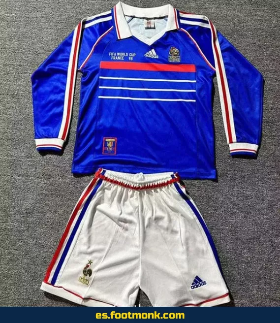 Camiseta retro Francia infantil Mundial 1998 local manga larga - Edición especial