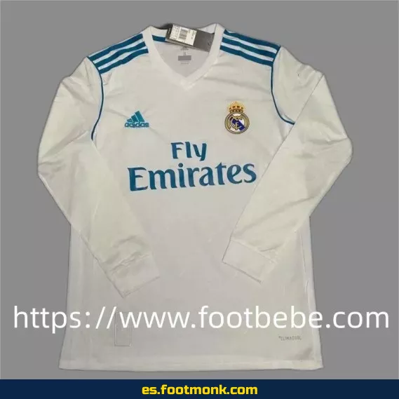 Camiseta retro Real Madrid 2017/2018 manga larga primera equipación - Edición especial, réplica oficial