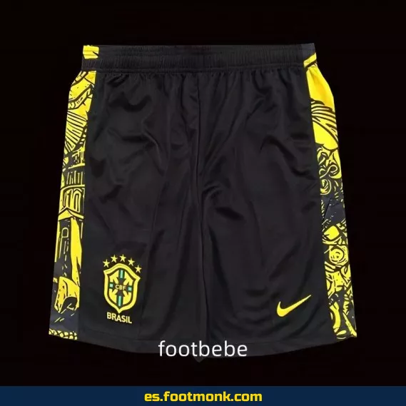 Short de fútbol Brasil 2024-2025 negro y amarillo - Camisetas de selecciones, edición especial