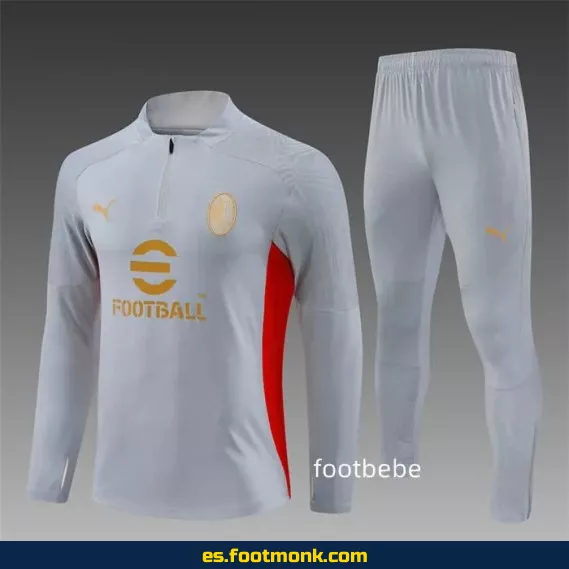 Chaqueta de Entrenamiento AC Milan 2024-2025 Media Cremallera Gris – Camisetas de Fútbol Oficiales