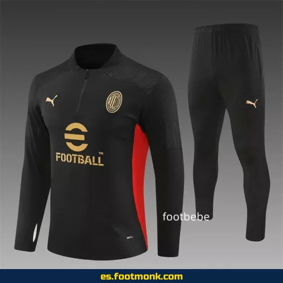 Sudadera AC Milan 2024-2025 Media Cremallera Negra – Camisetas de Fútbol Oficiales