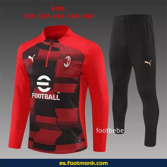 Chaqueta de entrenamiento AC Milan para niño 2024-2025 media cremallera roja – Camisetas de fútbol oficiales